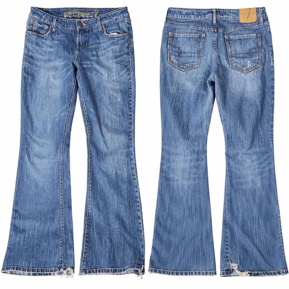 Vintage American Eagle Women’s jeans Size 14 Long Bootcut flare Y2K Distressed